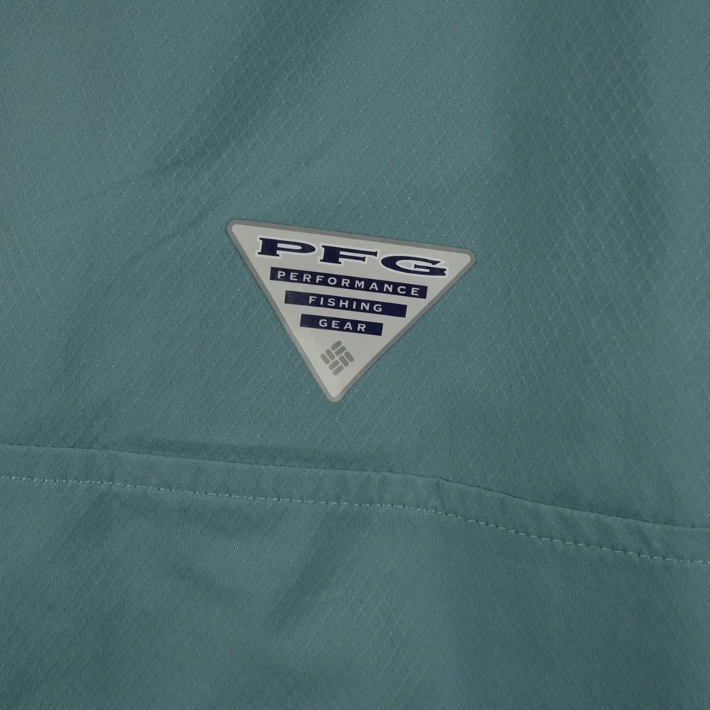 Columbia PFG Button Up Shirt Mens L Blue Green Omni-Shade Ripstop Vented Fishing - Picture 6 of 11